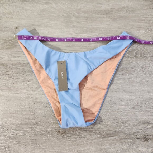 J Crew Blue Curved Waist Cheeky Bikini Bottom BC125 New With Tags Womens Size S - Picture 3 of 16